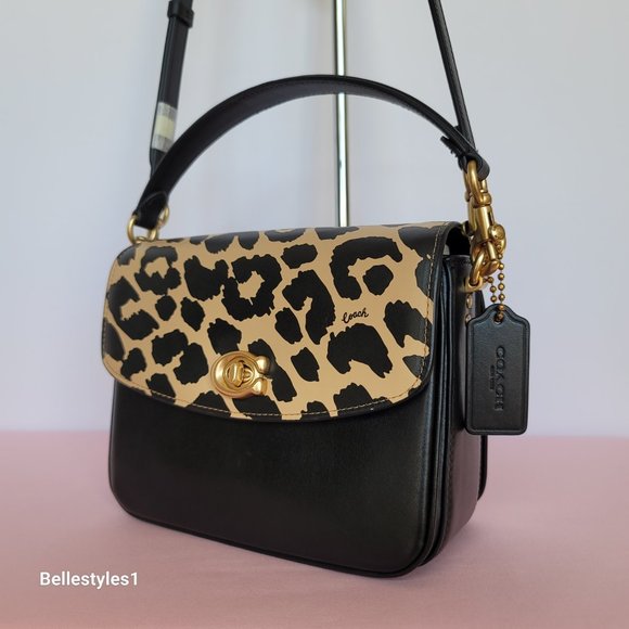 COACH Cassie 19 Smooth Leather Leopard Print Bag & Matching Wyn Small Wallet SET - Picture 3 of 16